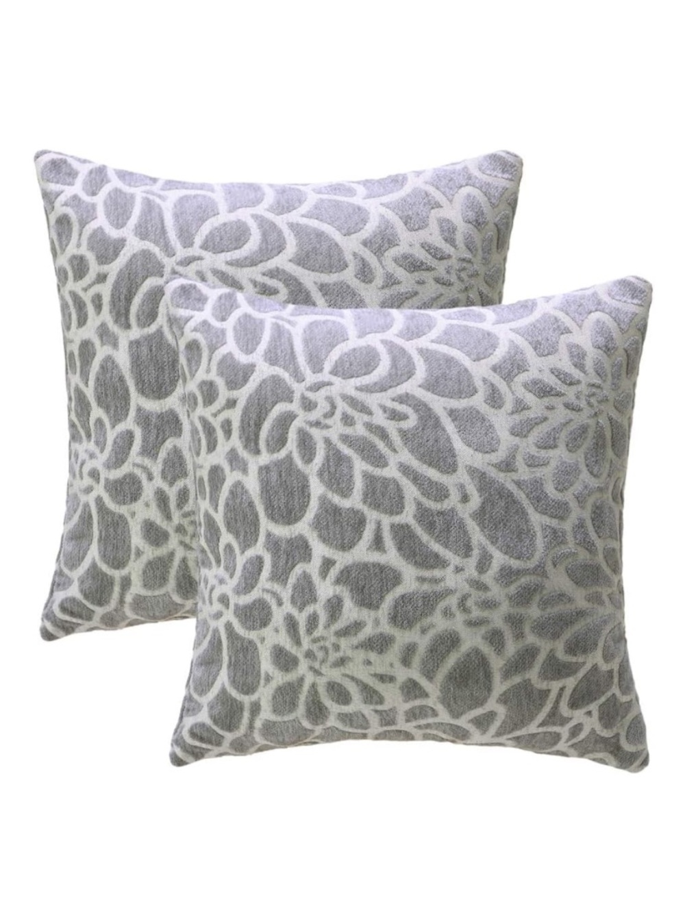 Decorative Gray Floral Throw Pillow Set - 20x20”